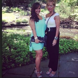 Asymmetrical mint dress with silver detail SIZE 4